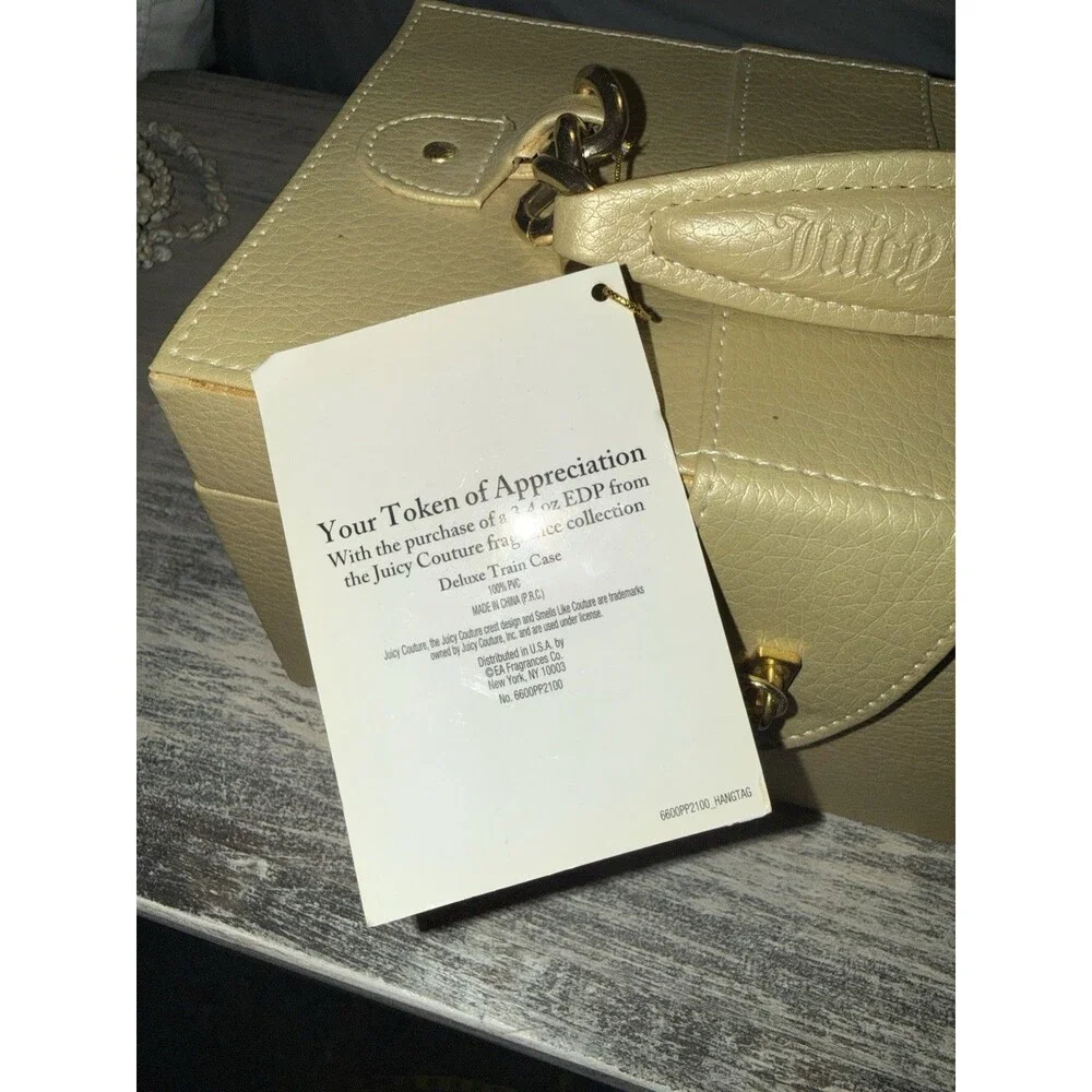 Juicy Couture Vintage Gold Deluxe Train Case Vanity Makeup Box NWT Deadstock